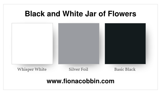 Black and White Jar of Flowers Card Colour Scheme