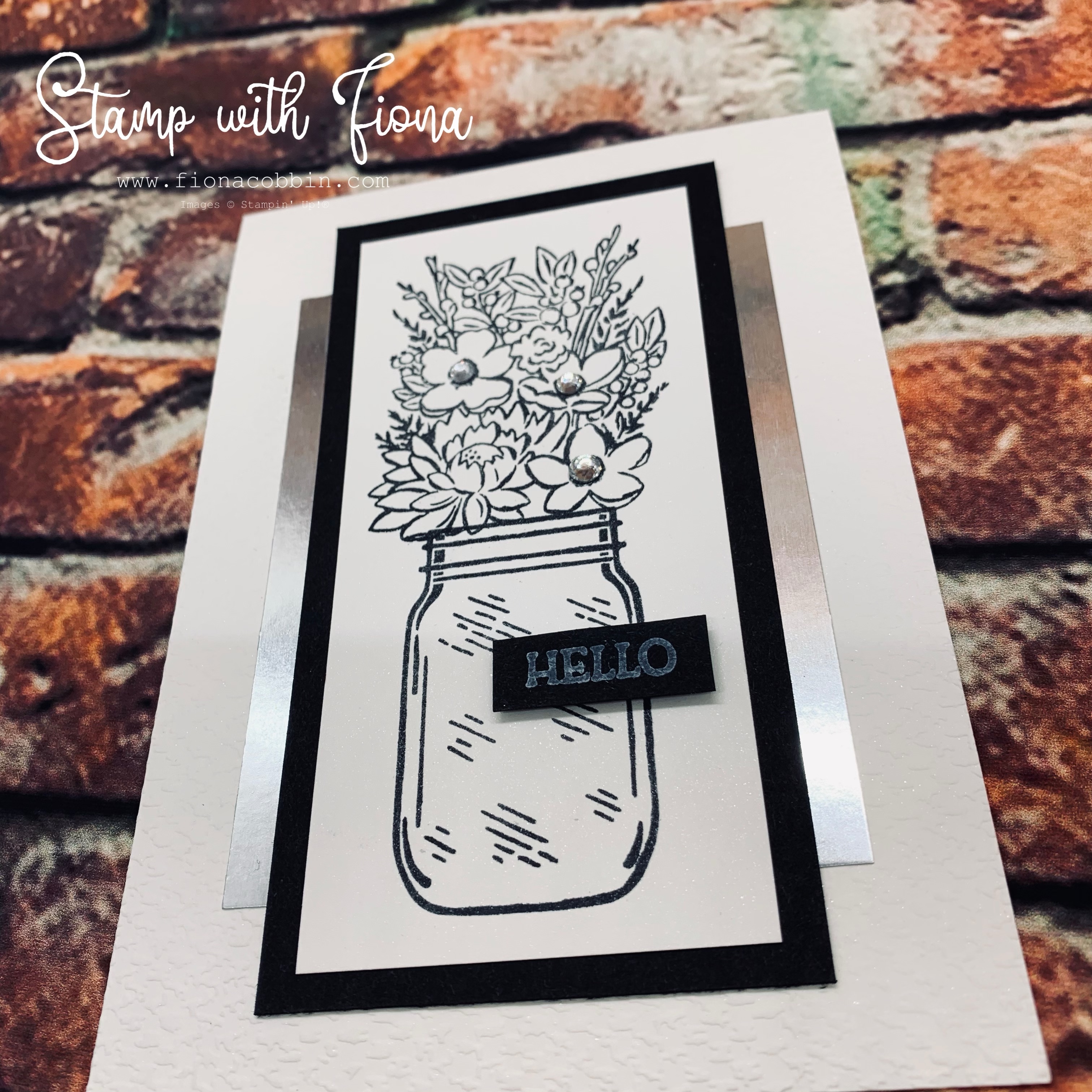 Black and White Jar of Flowers Card