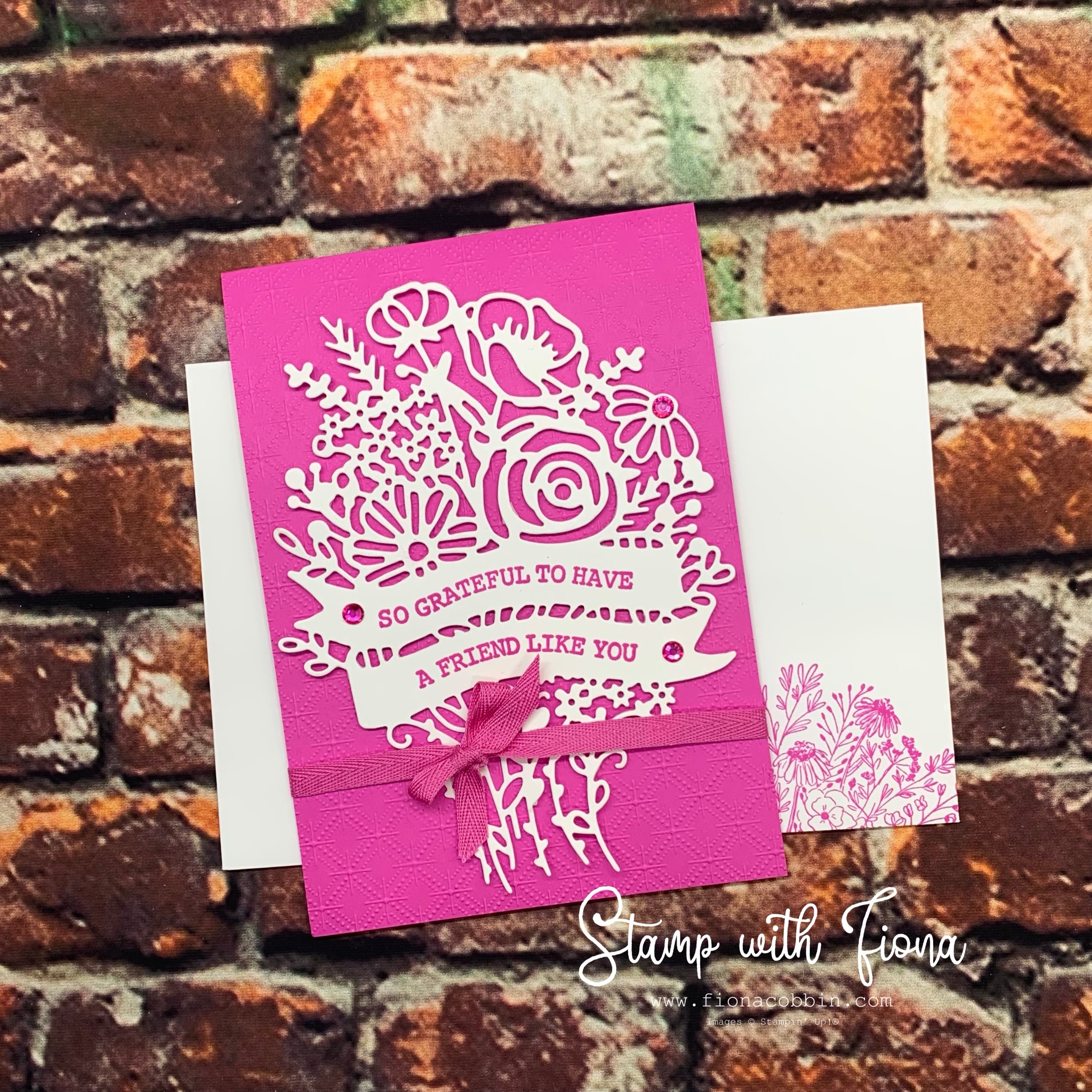 Magenta Madness Whisper White Banner Blooms Card